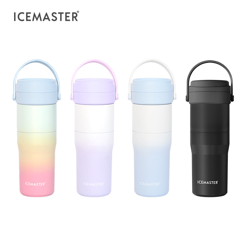 Vasos de frasco de vacío con tapa y base dual de diseño plegable, 650ml, 12 usos